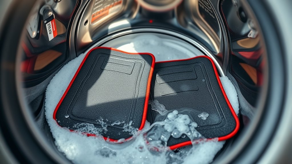 wash mats with caution
